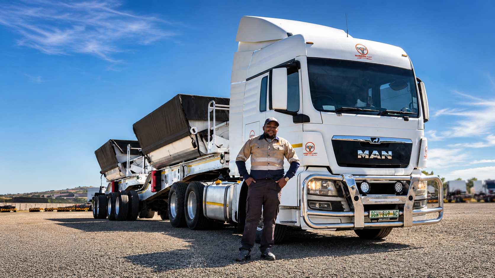 Narrowcast Trans truck and driver